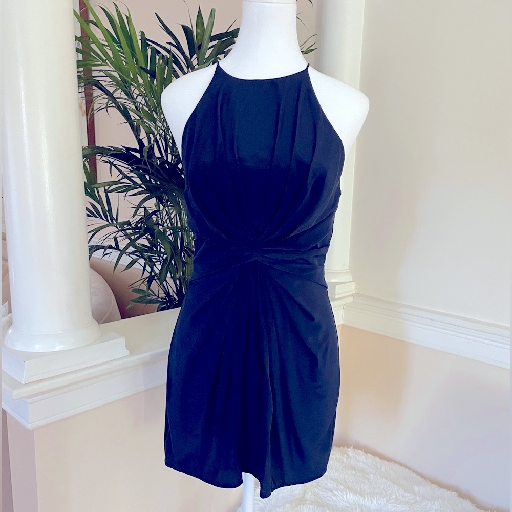 Navy silk mini dress